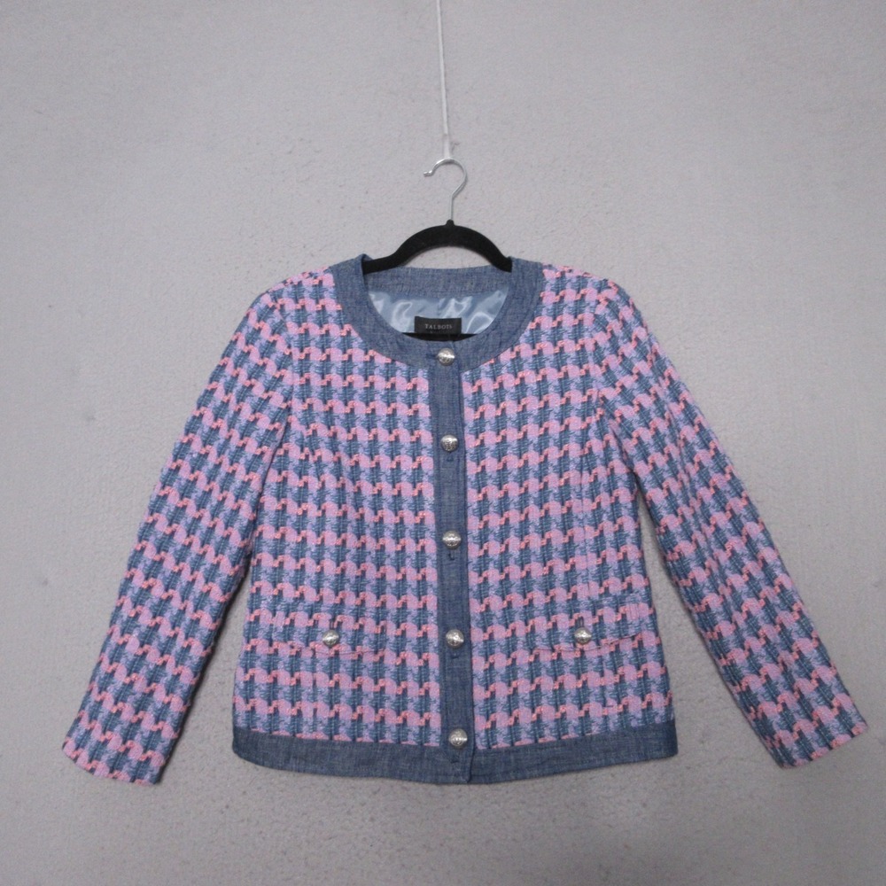 Talbots Blazer 4 Tweed Denim Basket Preppy Timeless‎ Classic Academia Career